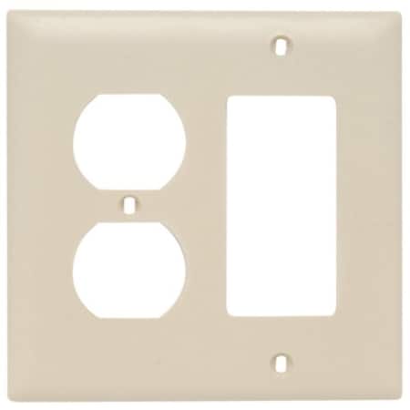 Legrand TradeMaster Combination Wallplate, 4.68 in L, 4-3/4 in W, 2 -Gang, Nylon, Ivory TP826ICC12