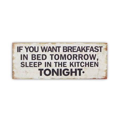 Homeroots 9" X 24" White and Black If You Want Breakfast Wood Wall Decor 489609