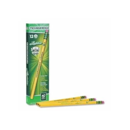 Dixon Ticonderoga Laddie Pencil, W/ Eraser, 11/32 in dia, Yellow, 12PK 464-13304