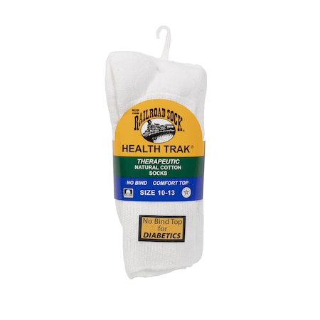 Railroad Sock Mens Therapeutic Crew Socks, 95% Cotton, 3% Nylon, 2% Elastic, White, 6-12 M, 2 PK 991 WT