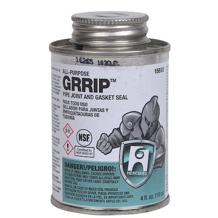 Oatey Hercules GRRIP Pipe Joint and Gasket Seal, 4 oz Can, Liquid, Paste, Black 15510