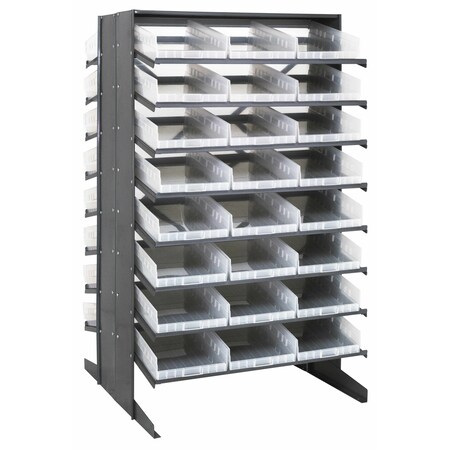 Quantum Storage Systems DOUBLE SIDED PICK RACK W/48 CLEAR BINS QPRD-110CL