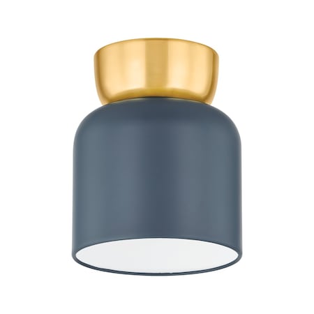 Mitzi Zoe Feldman X Batya 1 Light Flush Mount 7.5 In. Aged Brass/Slate Blue H890501S-AGB/SBL