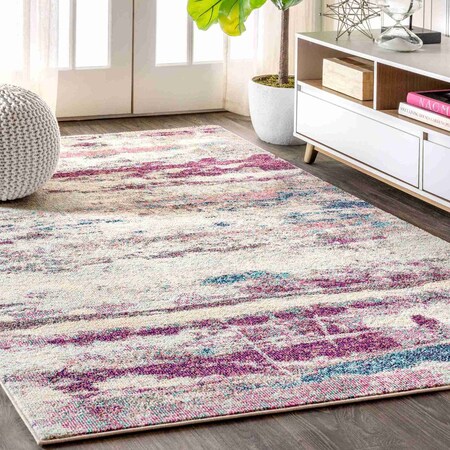 Jonathan Y Contemporary POP Modern Abstract Brushstroke Cream/Pink 4 ft. x 6 ft. Area Rug CTP102A-4