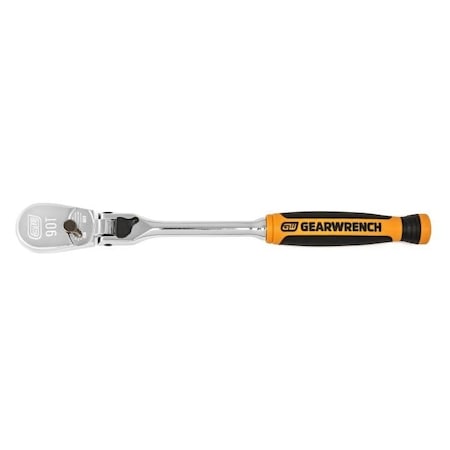 Gearwrench 1/4" Drive 90-Tooth Dual Material Locking Flex Head Teardrop Ratchet 8" 81016T