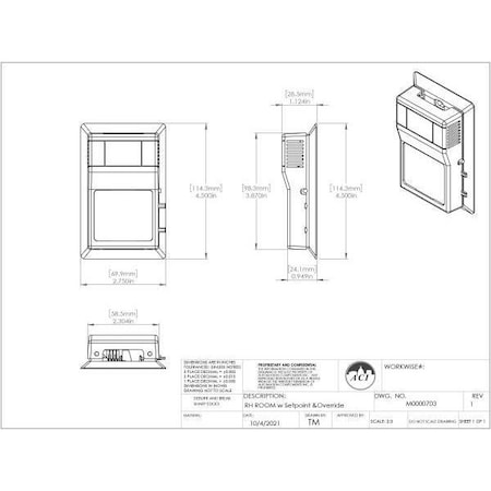 Aci 2% 10K Type III Humid/Temp Room Sensor A/RH2-AN-RSO-A03-B4
