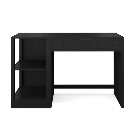 Martha Stewart Kayden Single-Drawer Desk w/2 Tier Shelf in Black w/Oil Rubbed Bronze Hardware KHO-23042-TBSF-BK-BK-MS