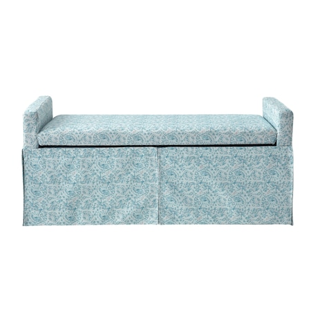 Homeroots 50" Blue Upholstered Linen Bench with Flip top 530677