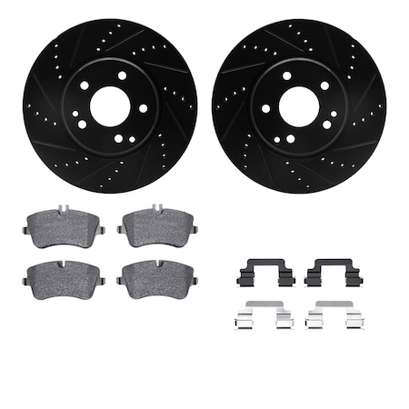 Dynamic Friction Co DFC Rotors-Drilled & Slotted-Black w/ EURO 5000 Ceramic Brake Pads Incl Hdw 8612-63062