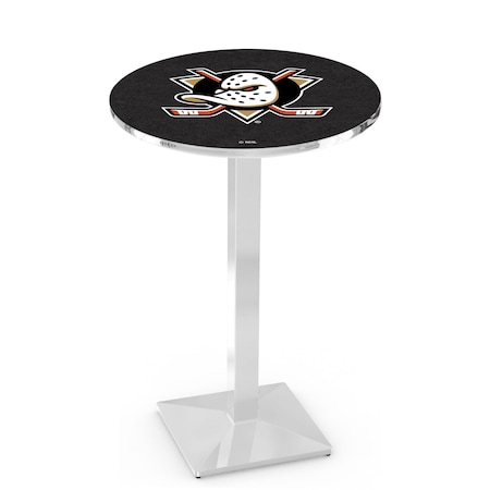 Holland Bar Stool Co 42" Chrome Anaheim Ducks Pub Table, 36" dia. Top L217C4236AnaDks