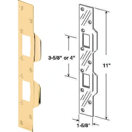 Prime-Line Defender Security Polished Brass 1-5/8'' Heavy-Gauge High Security Strike Plate U 9427