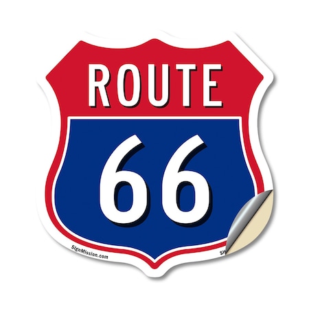 Signmission Route Marker Shield Sign Route 66, 12 Inch X 12 Inch, Vinyl Decal SHI-D-12-459