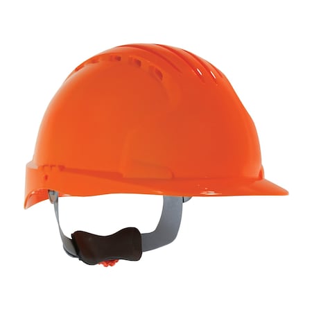 Jsp Standard Brim, Vented Hard Hat w/HDPE Shell, 6-Point Polyester Suspension, Wheel Ratchet Adj. 280-EV6151V-OR