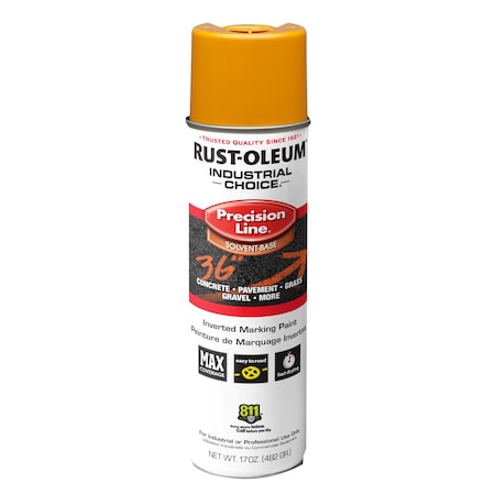 Rust-Oleum Precision Line Marking Paint, Inverted, Caution Yellow, 20 oz 203024V