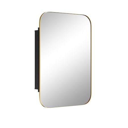 Homeroots 24" Gold Metal Framed Bathroom Vanity Mirror With Cabinet 719501