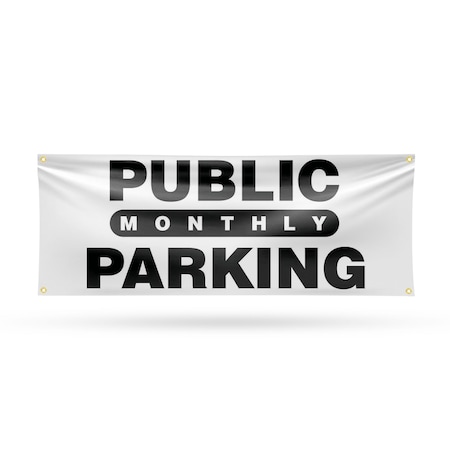 Signmission Public Monthly Parking, 18 Inch x 48 Inch, Vinyl Banner B-30818