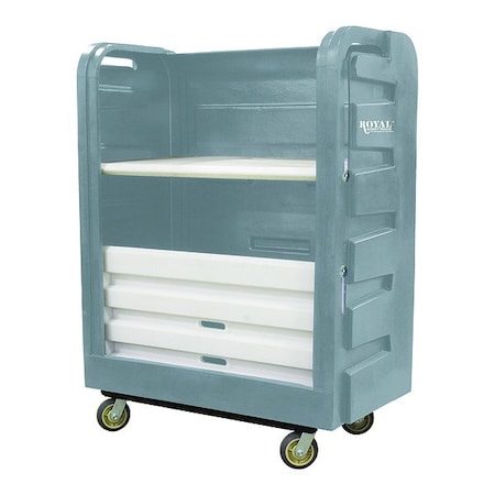 Royal Basket Trucks Linen Cart, Molded Plastic Shelves G48-GRX-TPC-6UNN