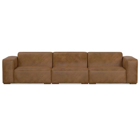 Homeroots 122" Brown Leather Modular Wood Sofa 641008