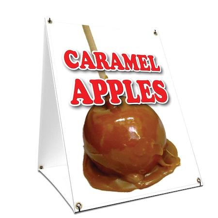 Signmission Caramel Apples, 24 Inch x 18 Inch A-frame Yard Sign, Plastic Sign SBC-1824-Caramel Apples