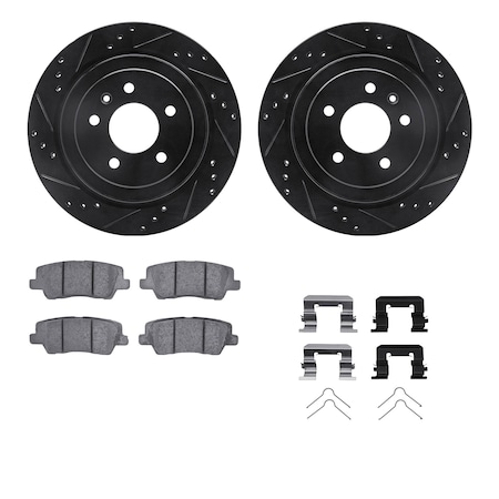 Dynamic Friction Co DFC Rotors-Drilled & Slotted-Black w/ 5000 Advanced Brake Pads Incl Hdw 8512-46028