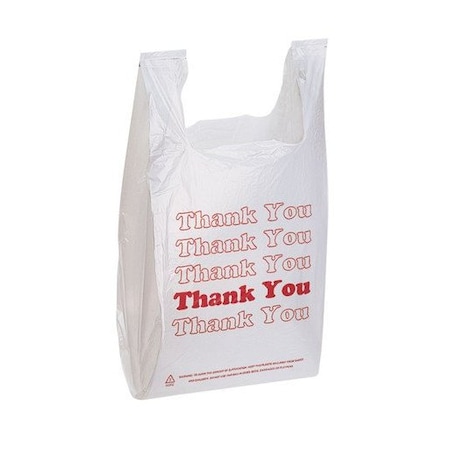 Store Supply Warehouse White Thank You Plastic T-Shirt Bags, 1000PK 90109