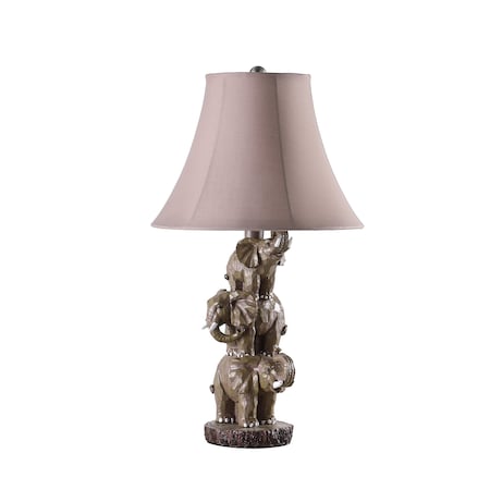 Homeroots 21" Brown Elephant Trio Table Lamp With Brown Bell Shade 524261