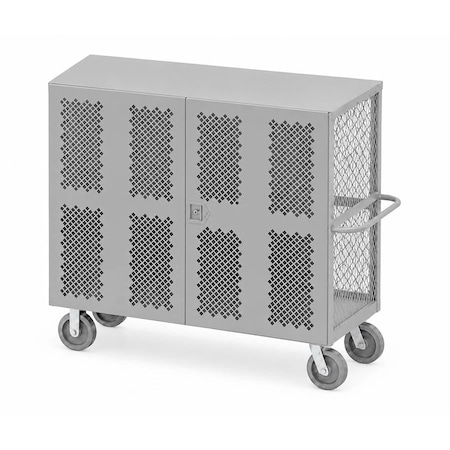 Pucel Platform Truck, 60 in H x 48 in L x 24 in W, Doube Doors and Top 8 inx2 in Phenolic Casters, Putty 3ST-2448-P-DRT