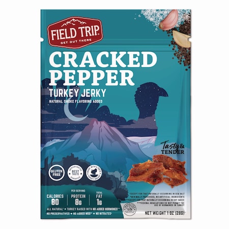 Field Trip Turkey Jerky, Cracked Pepper Turkey, 1 oz Bag, 12PK FLD00508