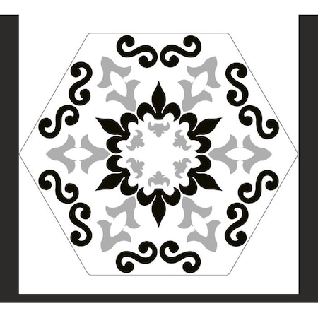 Andova Tiles SAMPLE-Trafale Dio Grey 8-in. x 9-in. Hexagon Encaustic Matte Porcelain Floor & Wall Tile SAM-ANDTRA1272