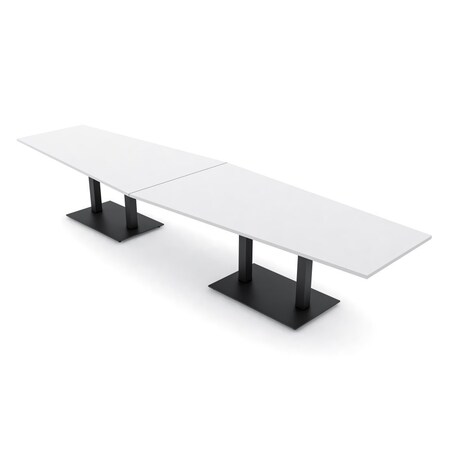 Skutchi Designs Hexagon Conference Table With Power, 48 in W, 168 in L, White HAR-HEX.IR-48X168-DOU.BK-W960-NA
