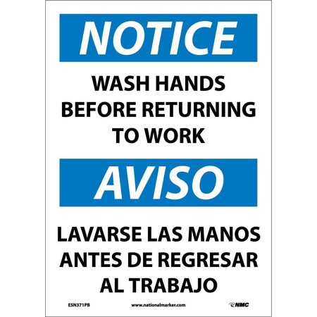 Nmc Notice Wash Hands Sign - Bilingual, ESN371PB ESN371PB