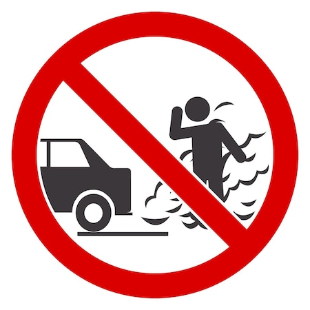 Lyle ISO No Idling Engine With Car Pollution Symbol, 10x10, Non-Reflective, White G-1030-PL_10x10