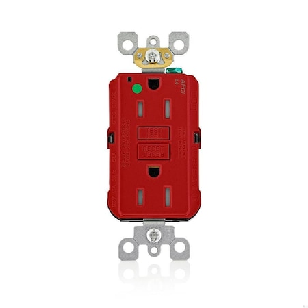 Leviton AFCI Receptacle 15A HG/TR Red AFTR1-HGR