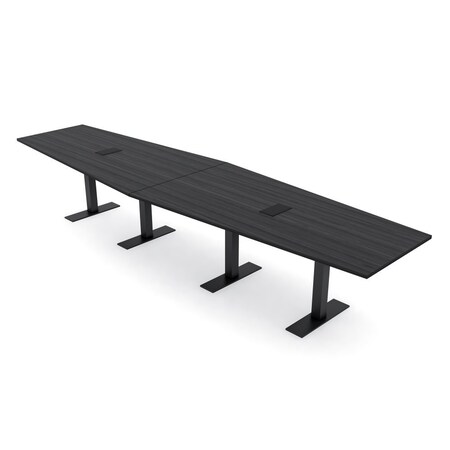 Skutchi Designs 14 Person Conference Table With Power Unit | 14' Hexagon Table | Harmony Series HAR-HEX.IR-48X168-T.BK-WA7949-EBLK