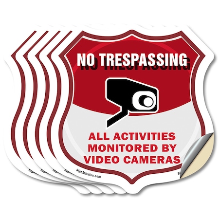 Signmission No Trespassing Shield Sign All Activitie, 4 inch X 4 inch, Vinyl Decal, 5PK SHI-D-5PACK-4-421