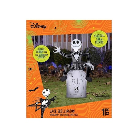 Gemmy Inflatable Airblown LED Jack Skellington On Tombstone 74039