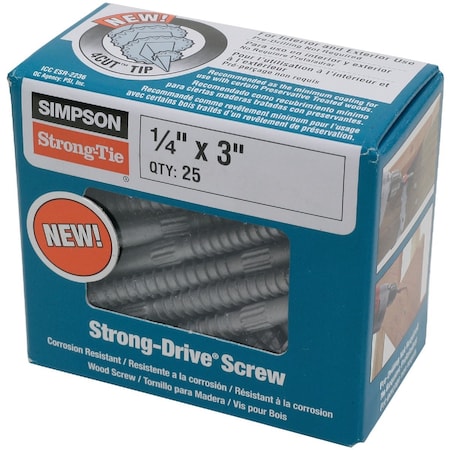 Simpson Strong-Tie Strong-Drive SDS 1/4''x3'' Hvy Dty Connector Screw, 25 Ct. SDS25300-R25