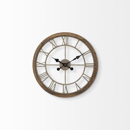Homeroots 19" Brown Round Modern Farm Wall Clock 376254
