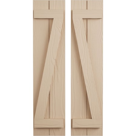 Ekena Millwork Rustic Two Board Joined Board-n-Batten Sandblasted Faux Wood Shutters w/Z-Board, 11W x 64H, PR SHUBJZ11X64SDPR