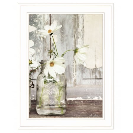 Homeroots White Blossoms 1 White Framed Print Wall Art 407737