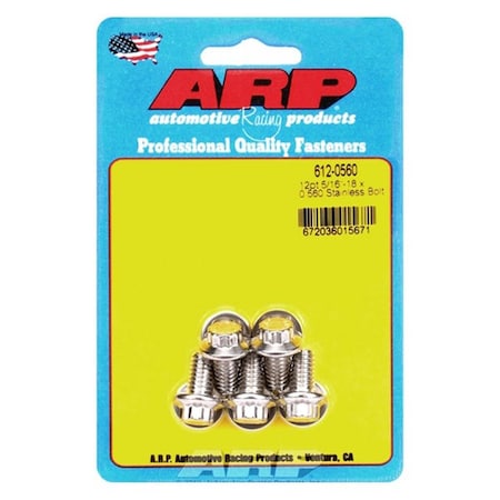 Arp 612-0560 0.31-18 x 0.56 in. Stainless Steel 12 Point Bolt Kit, 5PK ARP612-0560