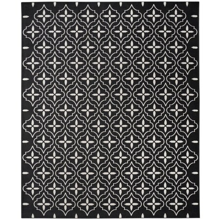 Homeroots 8' X 10' Black And Ivory Geometric Indoor Outdoor Area Rug 573064