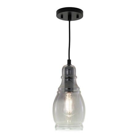 Vaxcel Millie Matte Black Mini Pendant Ceiling Light Smoke Gray Glass P0377
