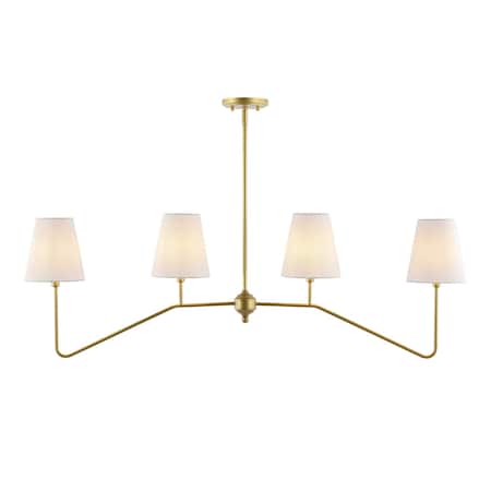 Jonathan Y Signe 47.5" 4-Light Classic Minimalist Iron Linear LED Pendant, Gold Painting JYL7913A