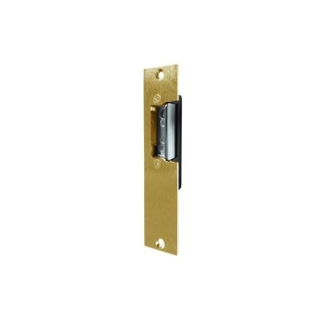 Trine Access Technology Electric Strike, 16-24VAC/DC, Fail Secure, 5-7/8in x 1-1/4in Faceplate, up to 5/8in Throw, Brass 2001-16-24
