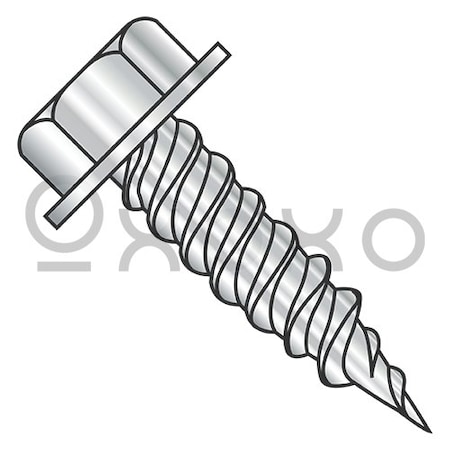 6-18X3/8 Unslot Ind Hexwasher 1/4in Across Flats F/T Self Piercing Scr 410 Stainless Steel, 8000PK