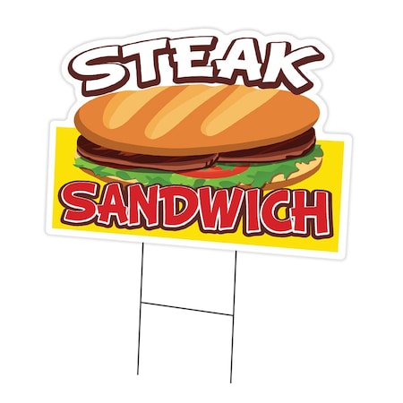 Signmission Steak Sandwich Die Cut Yard & Stake outdoor plastic coroplast window, C-DC-1824-DS-Steak Sandwich19 C-DC-1824-DS-Steak Sandwich19