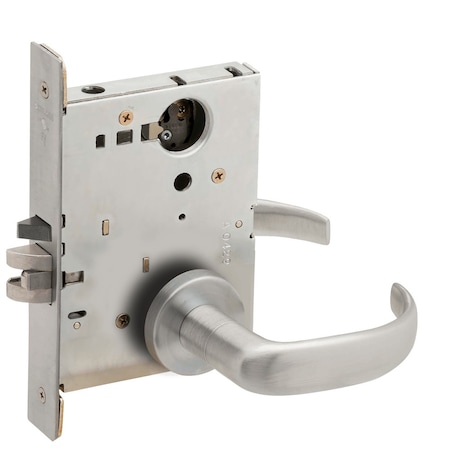 Schlage Grade 1 Entrance Office Mortise Lock, Less Cylinder, 17 Lever, A Rose, Satin Stainless Steel Finish L9050L 17A 630