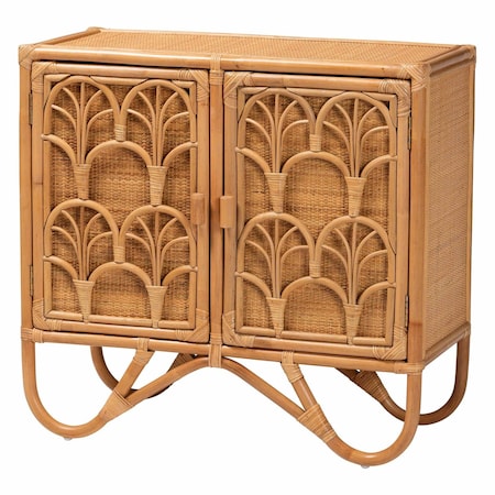 Bali & Pari Baylor Bohemian Light Honey Rattan Storage Cabinet 250-13702-ZORO