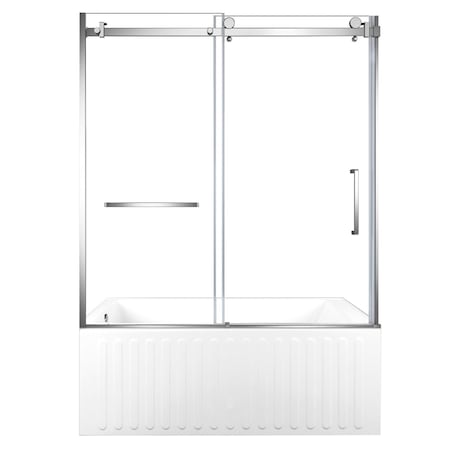 Kingston Brass 60" Acrylic Alcove Left-Hand Drain Tub with Right Sliding Tub Door, White/Polished Chrome KVTDE603121L1